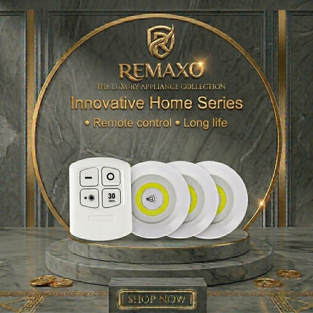 Pack of 3 LED Remote Control Lights – Tap Lights with Self Adhesive for Cabinet, Wardrobe & Kitchen