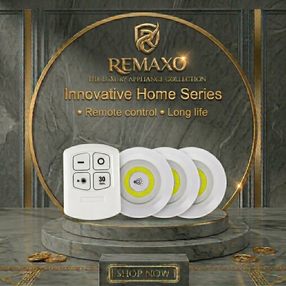 Pack of 3 LED Remote Control Lights – Tap Lights with Self Adhesive for Cabinet, Wardrobe & Kitchen