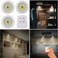 Pack of 3 LED Remote Control Lights – Tap Lights with Self Adhesive for Cabinet, Wardrobe & Kitchen