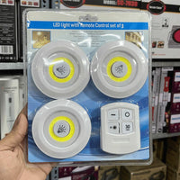 Pack of 3 LED Remote Control Lights – Tap Lights with Self Adhesive for Cabinet, Wardrobe & Kitchen