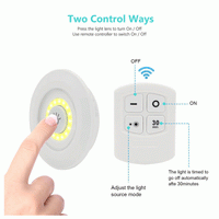 Pack of 3 LED Remote Control Lights – Tap Lights with Self Adhesive for Cabinet, Wardrobe & Kitchen