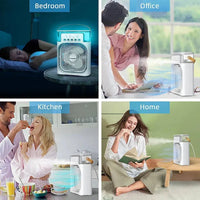 Portable Air Cooler Fan – 3-in-1 Mini AC Desktop Humidifier 7-Color LED