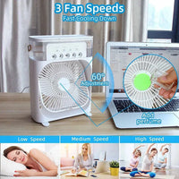 Portable Air Cooler Fan – 3-in-1 Mini AC Desktop Humidifier 7-Color LED