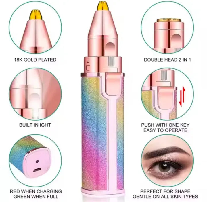 2-in-1 Rechargeable Eyebrow & Facial Hair Trimmer for Women