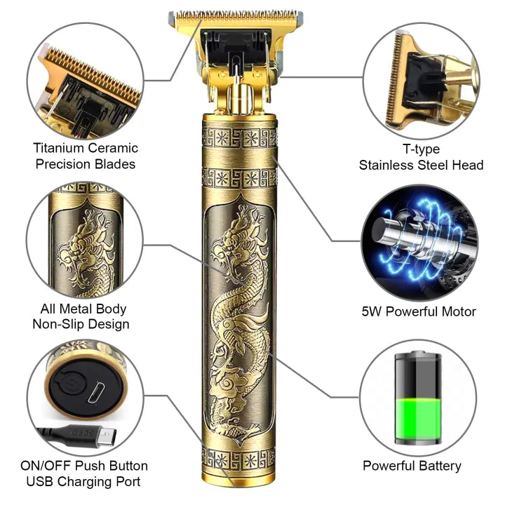 T9 Professional Hair Trimmer for Men – Rechargeable Metal Body Shaver