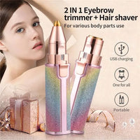 2-in-1 Rechargeable Eyebrow & Facial Hair Trimmer for Women