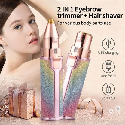 2-in-1 Rechargeable Eyebrow & Facial Hair Trimmer for Women