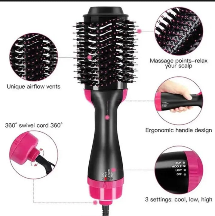 3-in-1 Hot Air Brush | Hair Dryer, Straightener & Curler