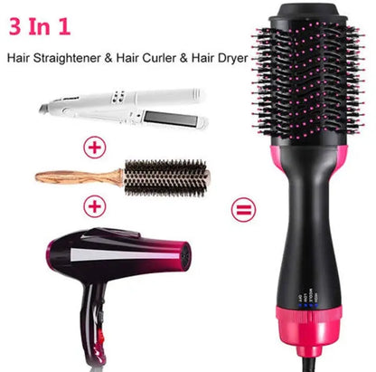 3-in-1 Hot Air Brush | Hair Dryer, Straightener & Curler