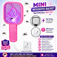 Electric Mini USB Mosquito Killer Racquet Lamp – Wireless Night Bulb & Effective Insect Catcher (Random Color)