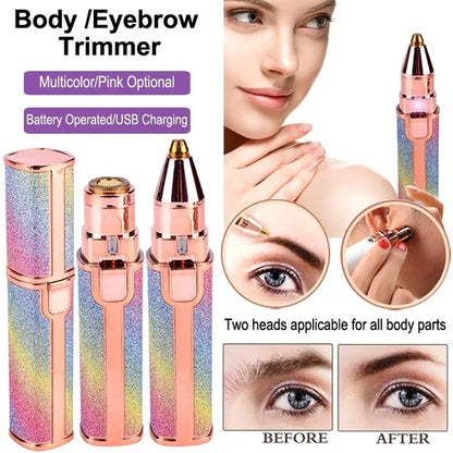 2-in-1 Rechargeable Eyebrow & Facial Hair Trimmer for Women