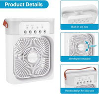 Portable Air Cooler Fan – 3-in-1 Mini AC Desktop Humidifier 7-Color LED