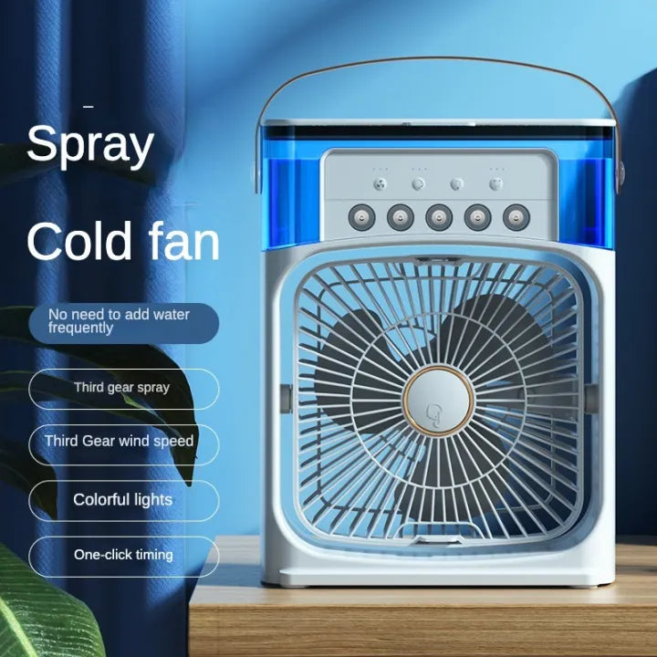 3-in-1 Portable Mini Air Cooler Fan | USB Humidifier & LED Light