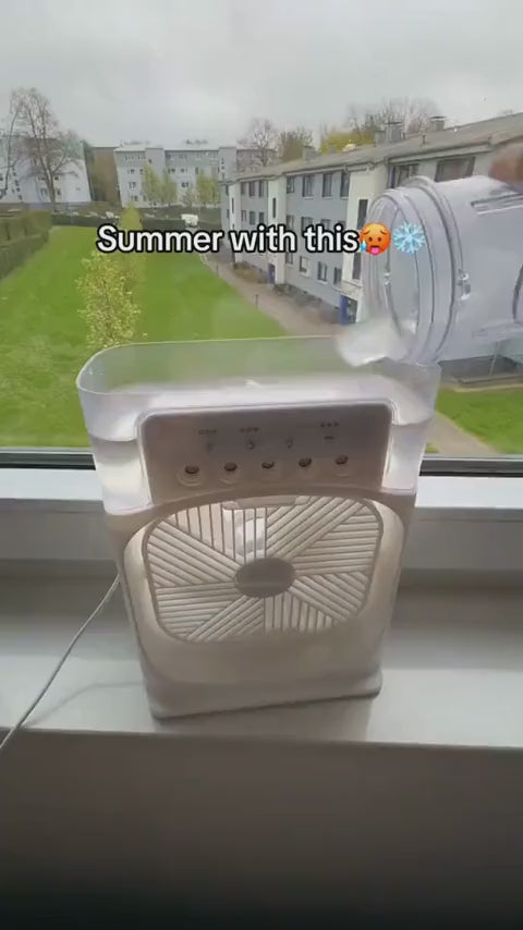 Portable Air Cooler Fan – 3-in-1 Mini AC Desktop Humidifier 7-Color LED